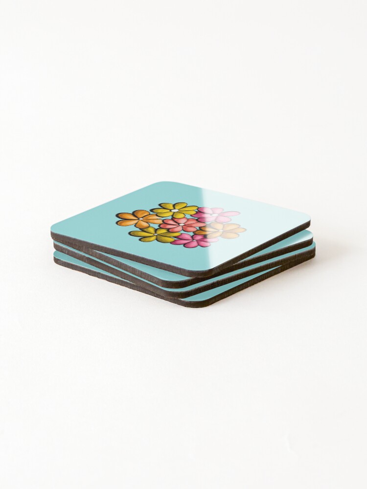 Thumbnail 4 of 5, Coasters (Set of 4), Fun Colorful Flowers Spring Design designed and sold by azzza.