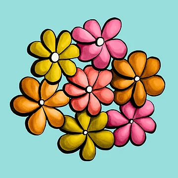 Artwork thumbnail, Fun Colorful Flowers Spring Design by Boriana Giormova