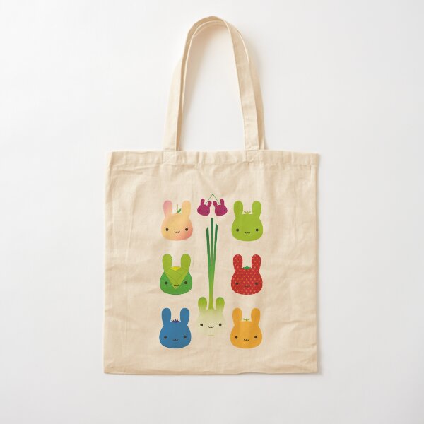 Kawaii Bunny Fruit & Vegetables Cotton Tote Bag