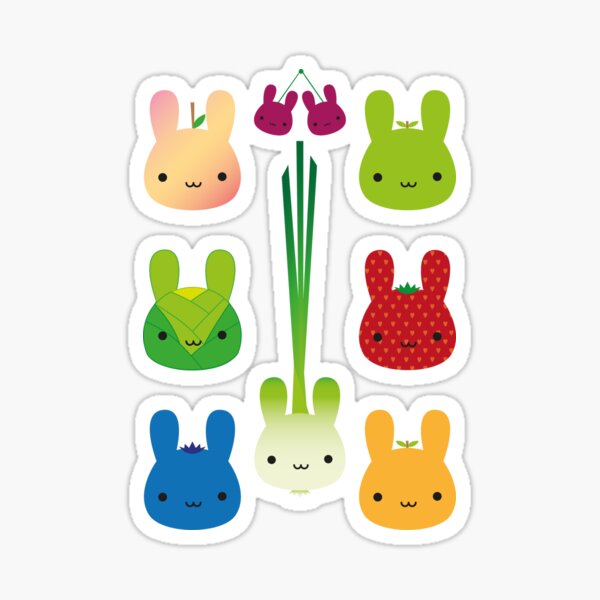 Kawaii Bunny Fruit & Vegetables Sticker