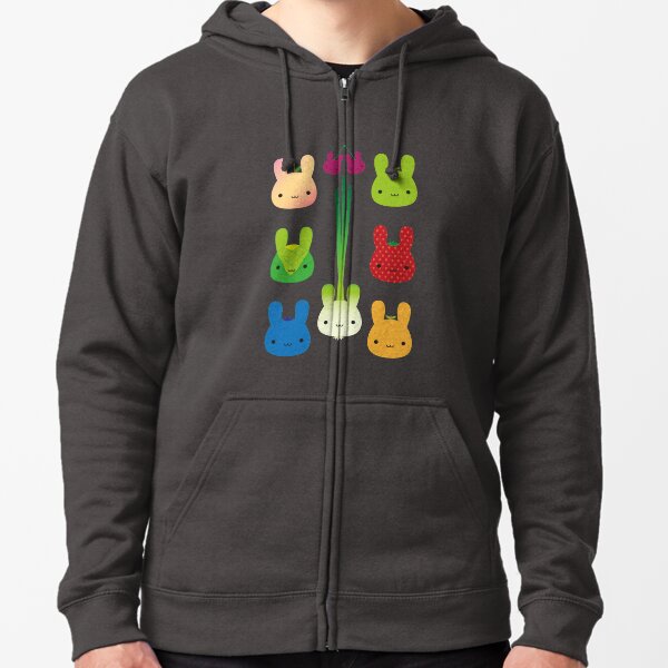 Kawaii Bunny Fruit & Vegetables Zipped Hoodie