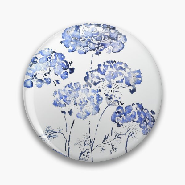 Item preview, hand painted abstract Queen Annes Lace flower in blue  designed and sold by ColorandColor.