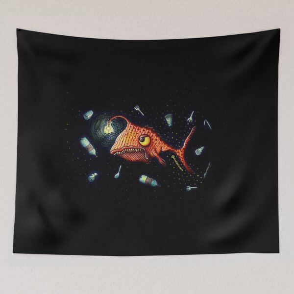 Item preview, Funny Angry Fish (Anglerfish) with Plastic Black designed and sold by Dinalevinart.