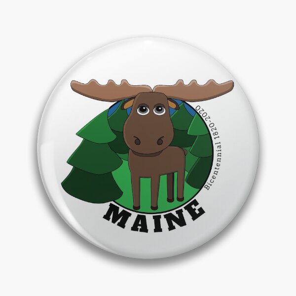 Item preview, Maine 1820-2020 200th Bicentennial with Moose and Pine Forest designed and sold by KobelskiDesigns.