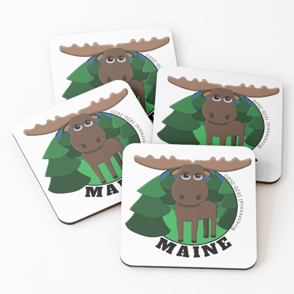 Item preview, Maine 1820-2020 200th Bicentennial with Moose and Pine Forest designed and sold by KobelskiDesigns.
