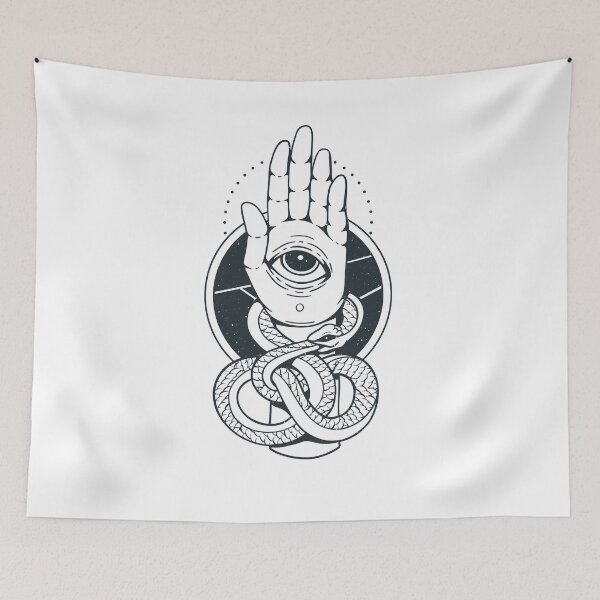 Item preview, Hamsa hand with snake, hand of Fatima, mystical eye, mystic, pineal eye designed and sold by DerSenat.