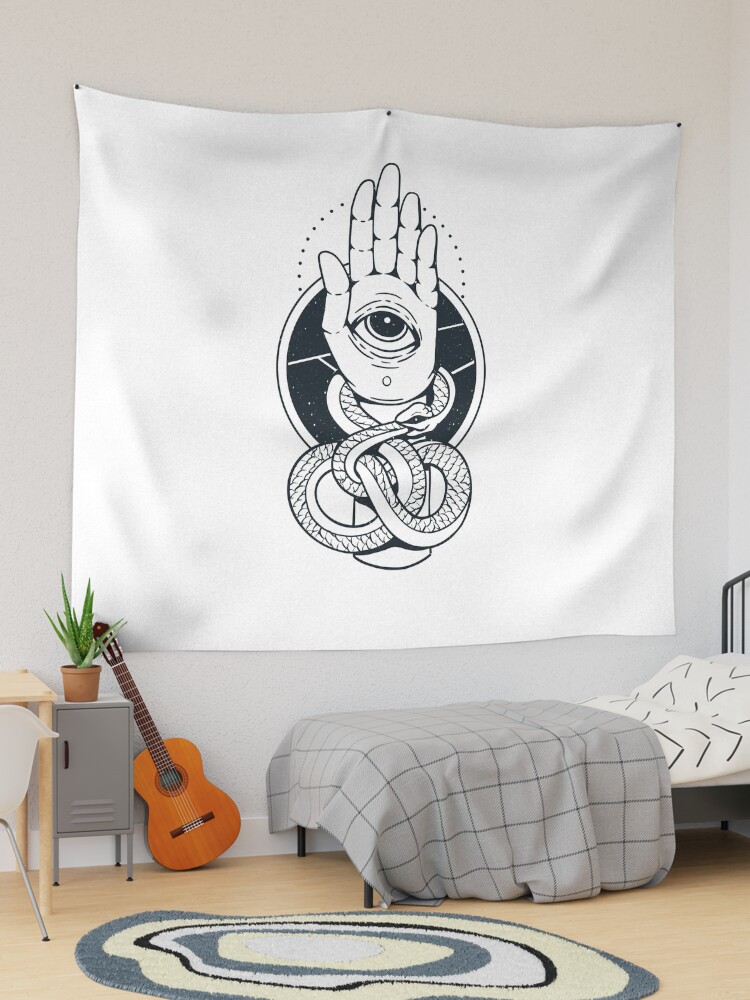 Hamsa hand with snake hand of Fatima mystical eye mystic pineal eye Tapestry by DerSenat Redbubble