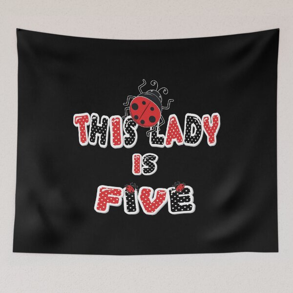 Item preview, This Lady Is Five Years Old Girl 5th Birthday Ladybug Party graphic designed and sold by Grabitees.