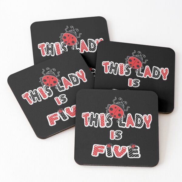Item preview, This Lady Is Five Years Old Girl 5th Birthday Ladybug Party graphic designed and sold by Grabitees.