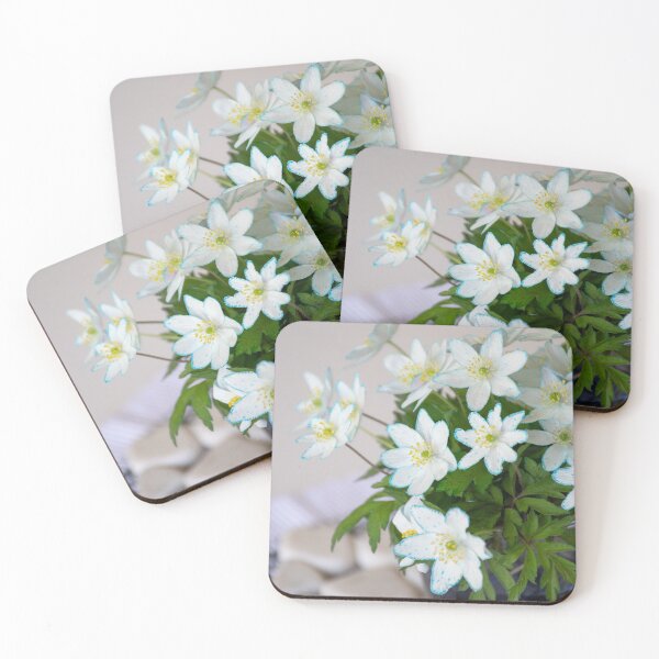 Item preview, White wood anemones with blue rim designed and sold by Nawsome Designs.