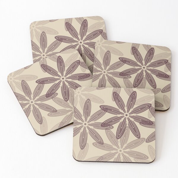 Mandala Swirl Collection Floral Seamless Surface Pattern Coasters (Set of 4)