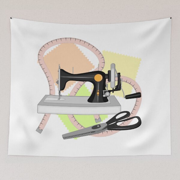 Item preview, Hobbies - sewing machine, scissors and shreds designed and sold by Magazin-Brenda.