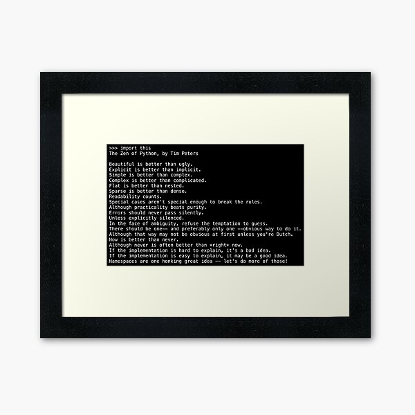 The Zen of Python Framed Art Print