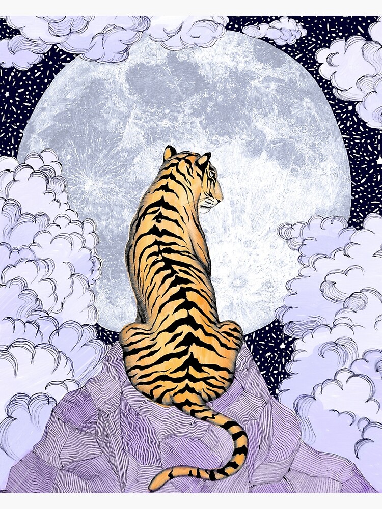 Tiger Moon Colour Version Art Print For Sale By Ecmazur Redbubble