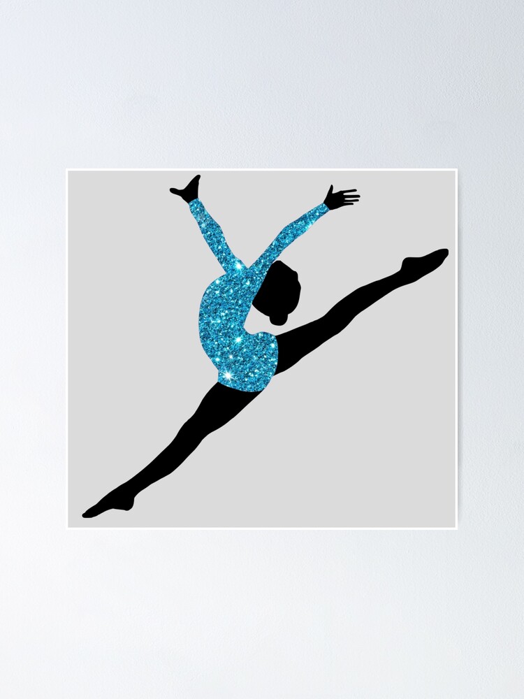 Blue Gymnastics Silhouette Poster for Sale by DoodlesnNoodlez