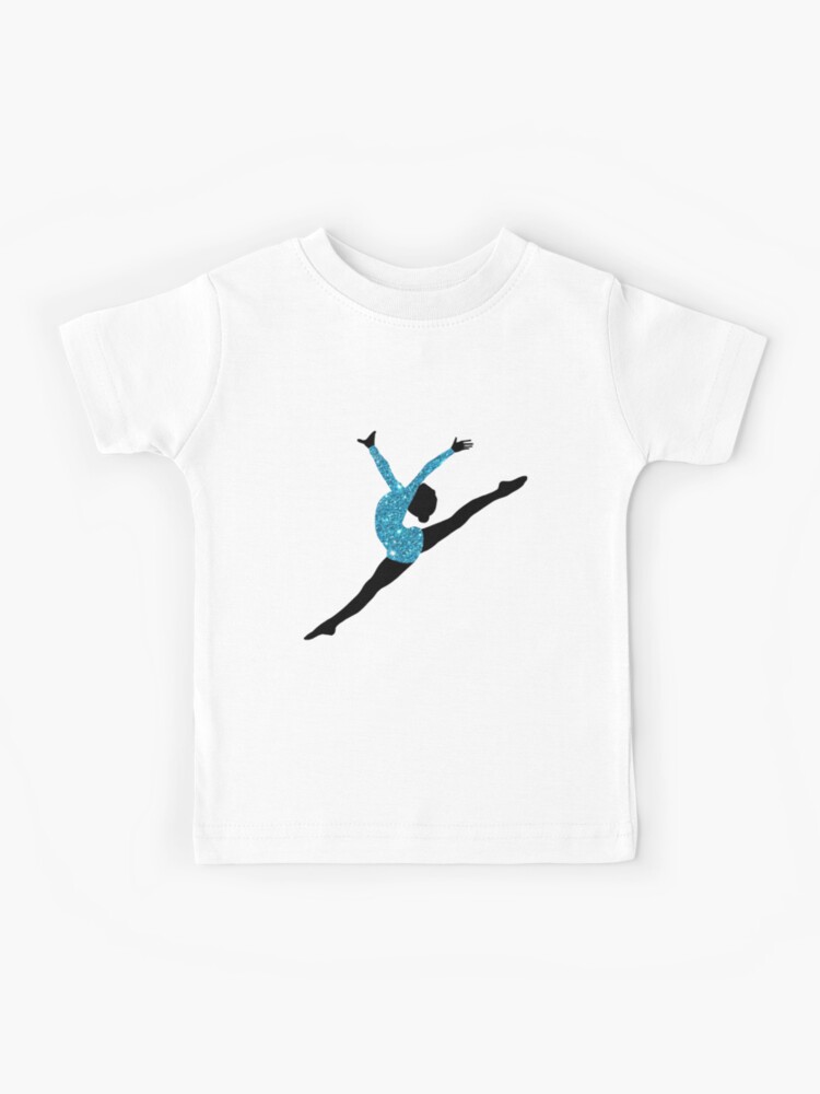 Blue Gymnastics Silhouette Kids T-Shirt for Sale by