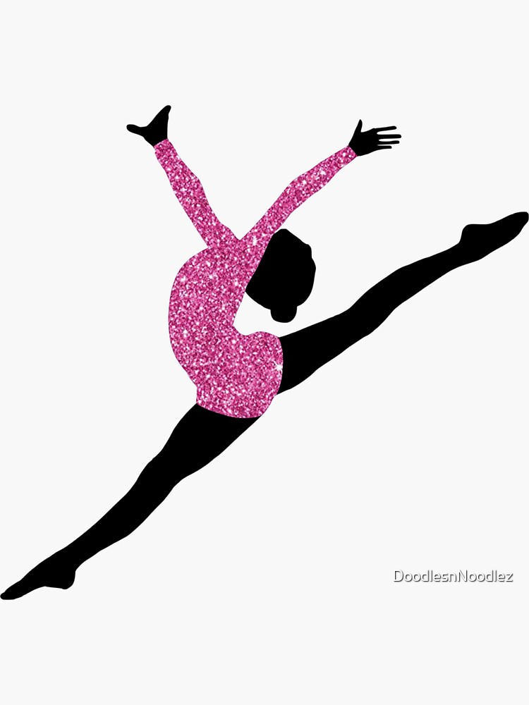 Pink Gymnastics Silhouette Sticker for Sale by DoodlesnNoodlez