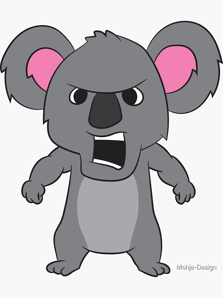 "Koala angry, aggressive, angry" Sticker by MohjaDesign Redbubble