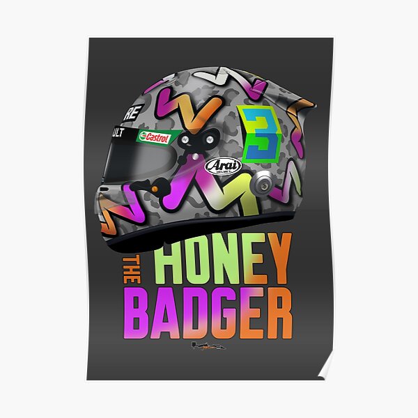 Daniel Ricciardo - 2020 (à gauche) Casque. (TEXTE DU MIEL BADGER) Poster