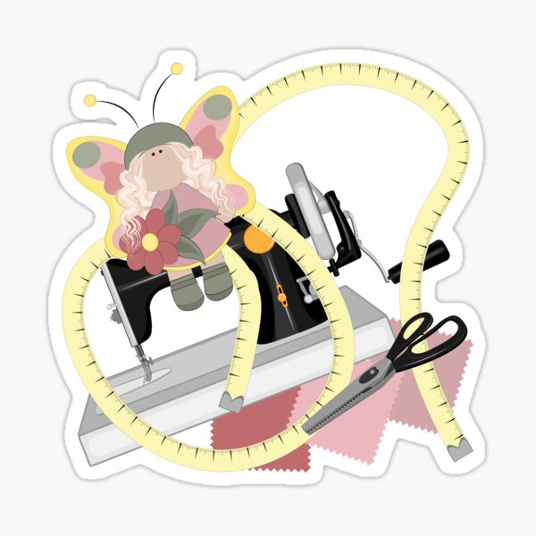 Hobbies - sewing machine, scissors and doll Sticker