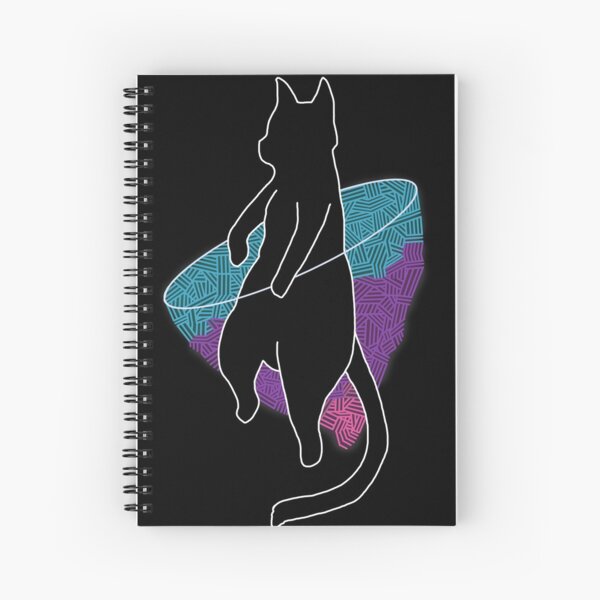 Cuaderno de espiral «Gato negro galáctico versión fondo negro» de