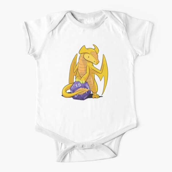D20 Gold Dragon Short Sleeve Baby One-Piece