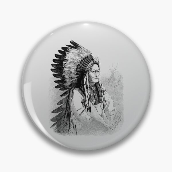 Item preview, Chief Sitting Bull Engraved Portrait designed and sold by warishellstore.