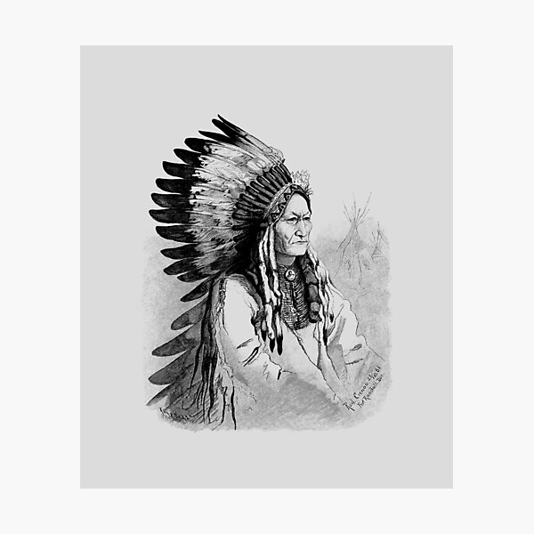 Item preview, Chief Sitting Bull Engraved Portrait designed and sold by warishellstore.