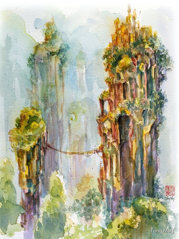 Pillars of Angae - Watercolor Art by Tony Moy by tony-moy