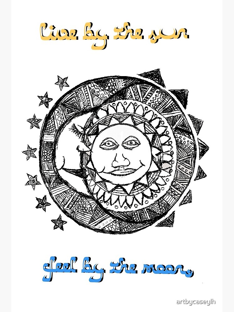Sun Moon Drawing Art Board Print By Artbycaseylh Redbubble