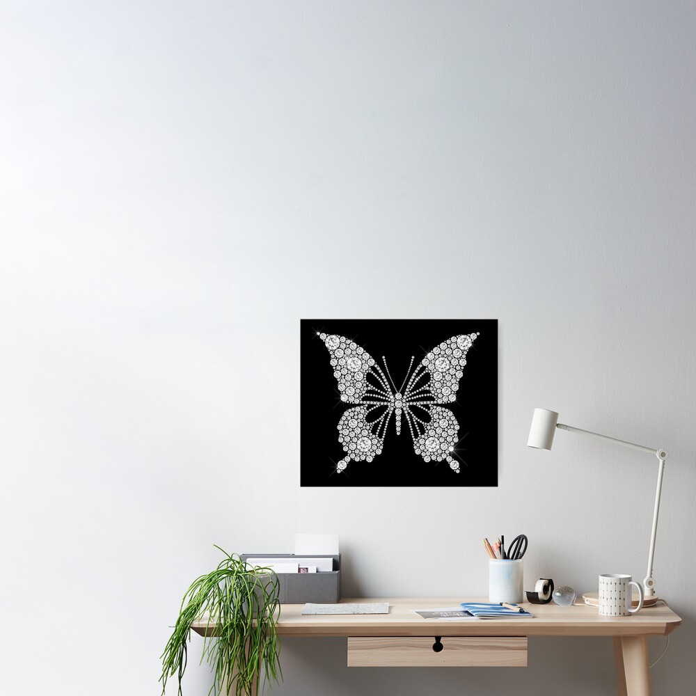 White Diamond Butterfly Poster for Sale by WisdomInspired