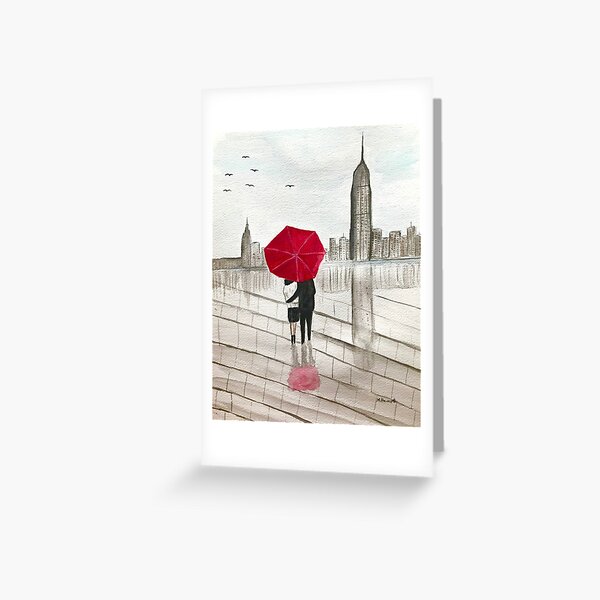 Item preview, Love couple with red umbrella in New York designed and sold by Monika Howarth.
