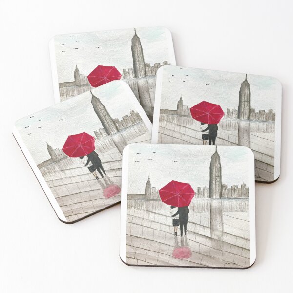 Item preview, Amor de pareja con sombrilla roja en Nueva York designed and sold by Artbymonika.