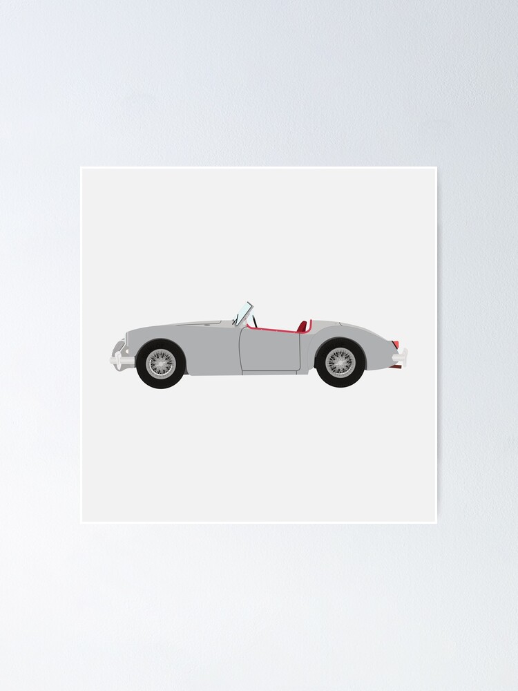 Póster «MGA Sports Car (Dove Grey) Classic Car illustration» de