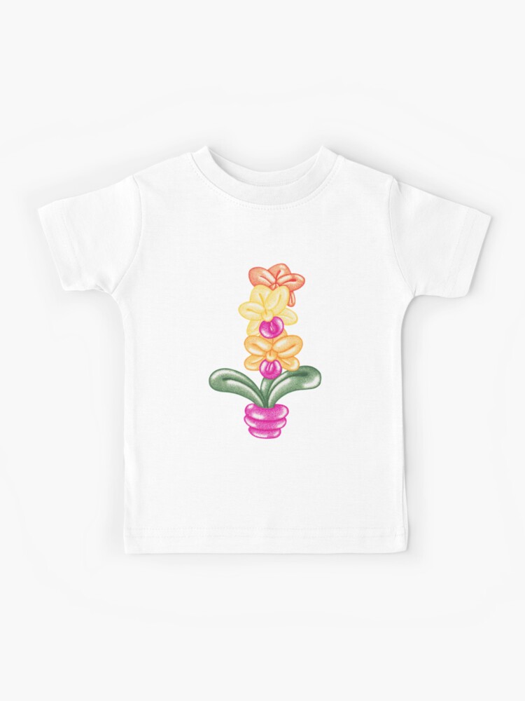 T Shirt Enfant Ballon D Orchidee De Couleurs Chaudes Fleur De Torsion Peinture De Pointillisme Par Mitop Redbubble