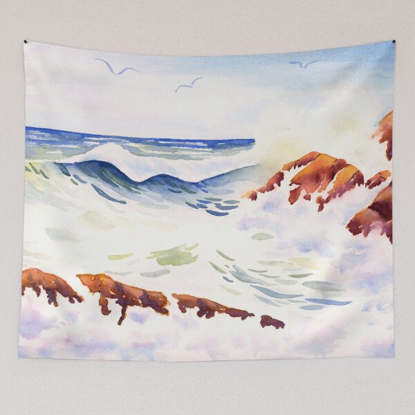 Item preview, Ocean Waves Watercolor Painting designed and sold by Alisha Watercolors.