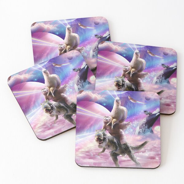 Item preview, Laser Eyes Space Llama On Sloth Dinosaur - Rainbow designed and sold by SkylerJHill.