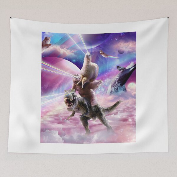 Item preview, Laser Eyes Space Llama On Sloth Dinosaur - Rainbow designed and sold by SkylerJHill.