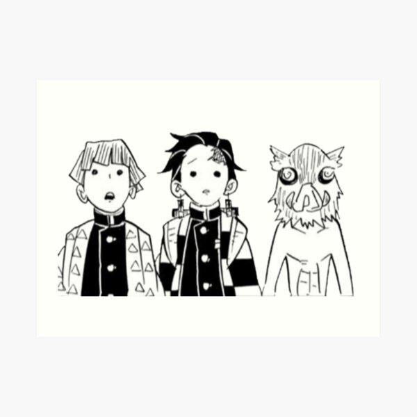 Zenitsu Tanjiro And Inosuke Manga Cap Art Print By Joojlia Redbubble