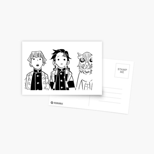 Zenitsu, Tanjiro, and Inosuke Manga Cap Postcard
