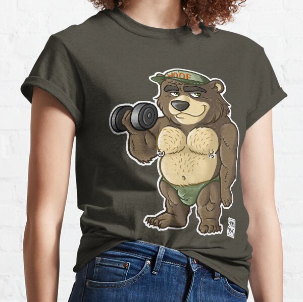 Gay Bear shirt beefy boys Woof green slash bear pride furry men . LGBT queer design hairy men