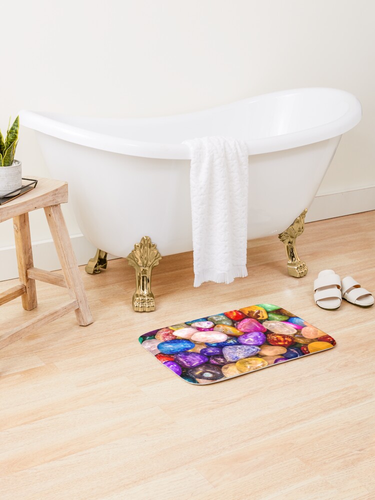 Thumbnail 2 of 6, Bath Mat, Colorful Rocks designed and sold by GrudleBay.