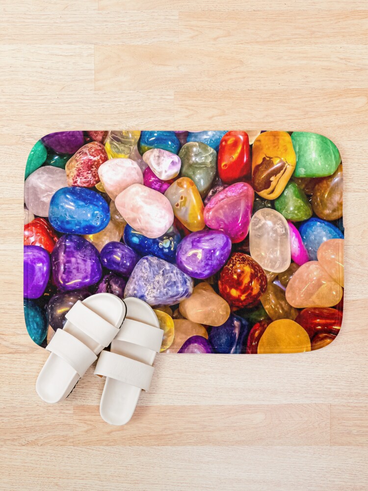 Thumbnail 1 of 6, Bath Mat, Colorful Rocks designed and sold by GrudleBay.