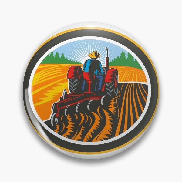 Item preview, Farmer Driving Tractor Plowing Field Circle Retro designed and sold by patrimonio.