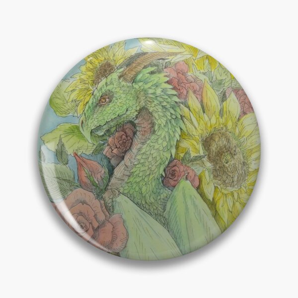 Item preview, Dragon in the Sunflowers and Roses designed and sold by Hannah Vale.