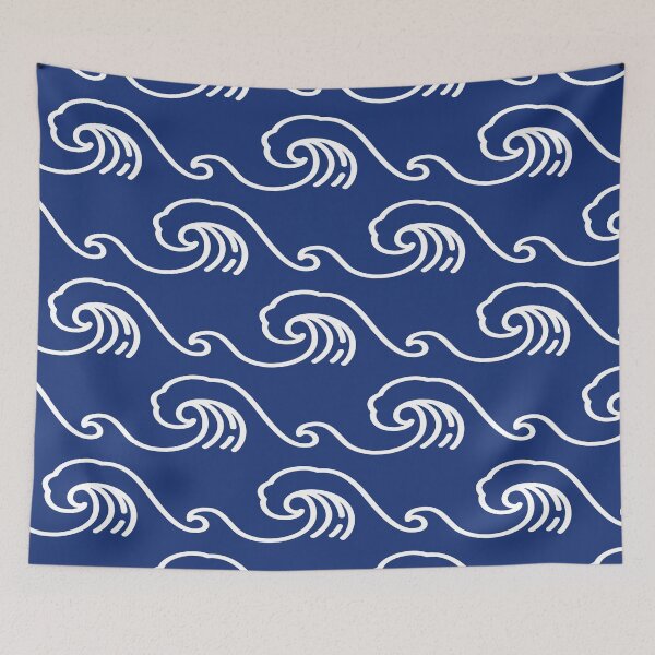 Item preview, Ocean Sashiko Seamless Indigo Dye Pattern designed and sold by dreamiedesire.
