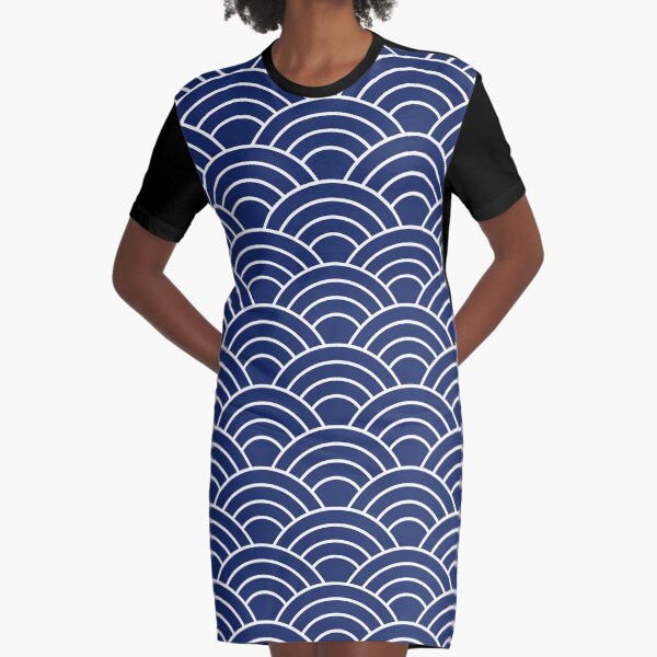 Traditional japanese Sashiko Graphic T-Shirt Dress