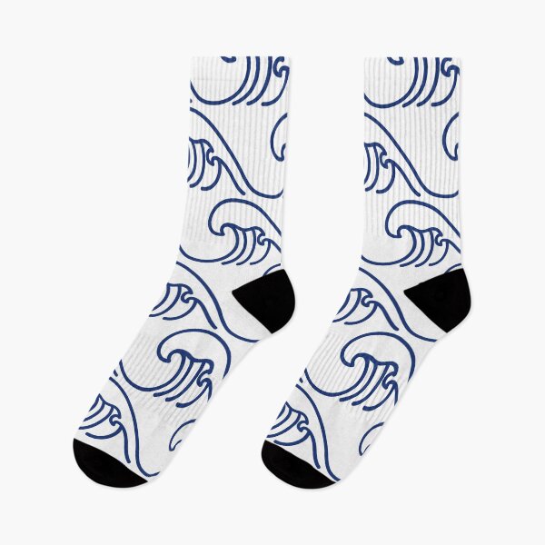 Item preview, Wave Sashiko Seamless Indigo Dye Pattern designed and sold by dreamiedesire.