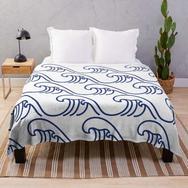Item preview, Wave Sashiko Seamless Indigo Dye Pattern designed and sold by dreamiedesire.