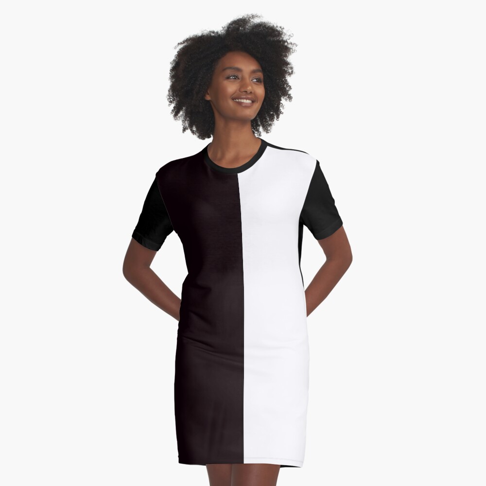 half black half white dress